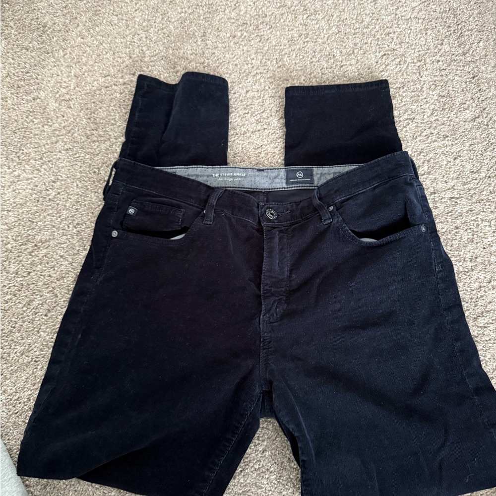 AG Stevie Ankle navy corduroy pants